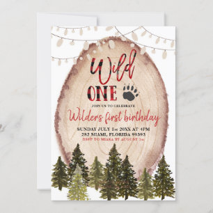 Wild One Lumberjack First Birthday Invitation