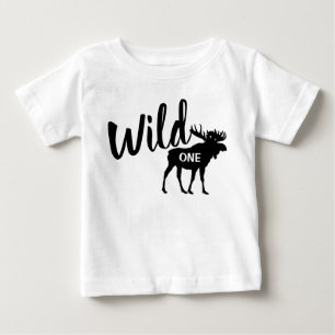 Wild One Moose 1st Birthday Party Baby T-Shirt