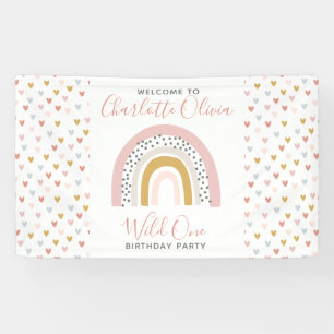 Wild One Muted Rainbow Girl's 1st Birthday Party Banner