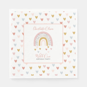 Wild One Muted Rainbow Girl's 1st Birthday Party Napkin