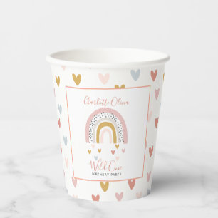 Wild One Muted Rainbow Girl's 1st Birthday Party Paper Cups