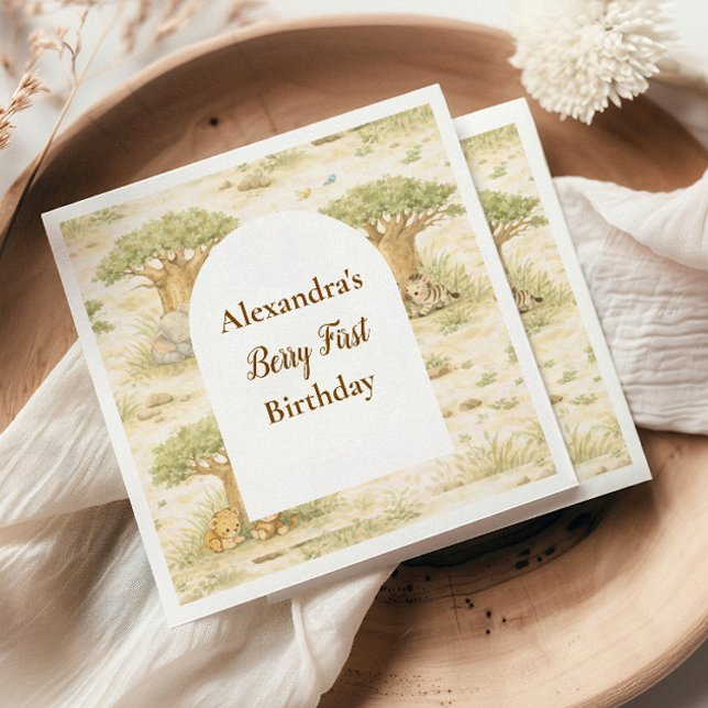 Wild One Neutral Safari First Birthday Napkin (Creator Uploaded)