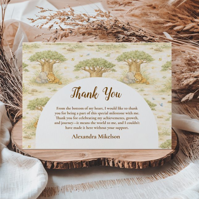 Wild One Neutral Safari First Birthday Thank You Card (Creator Uploaded)