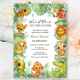 Wild One on the loose! Boy 1st Birthday Invite