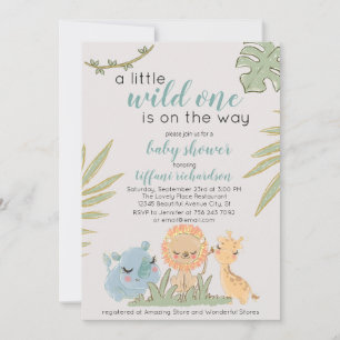 Wild One On The Way Safari Animals Baby Shower Invitation