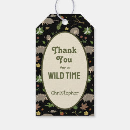 Wild One Opossum Birthday Black Thank You Favour Gift Tags