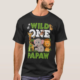 Wild One Papaw Zoo Birthday Safari Jungle Animals T-Shirt