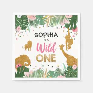 Wild One Paper Napkins Wild Jungle Animals Girl