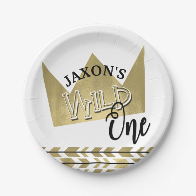 Wild One Paper Plates First Birthday Plates (Front)