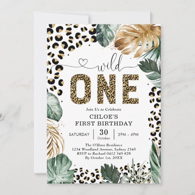 Wild One Party Animals 1st Birthday Invitation (Front)