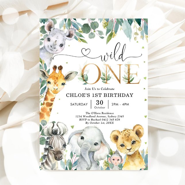 Wild One Party Animals 1st Birthday Invitation (Creator Uploaded)