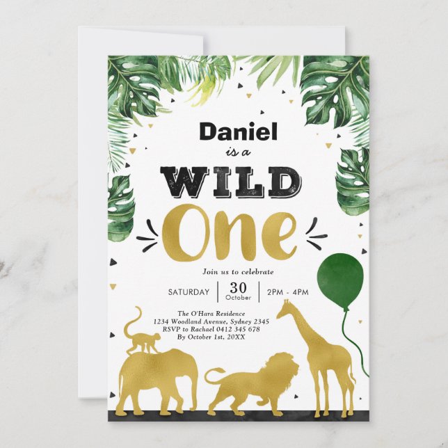 Wild One Party Animals 1st Birthday Invitation (Front)