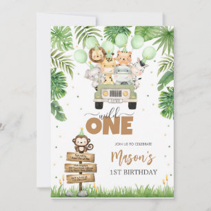 Wild One Party Animals Kids 1st Birthday Invitation