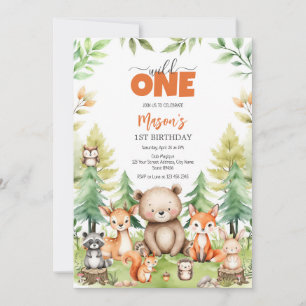 Wild One Party Animals Kids 1st Birthday Invitation