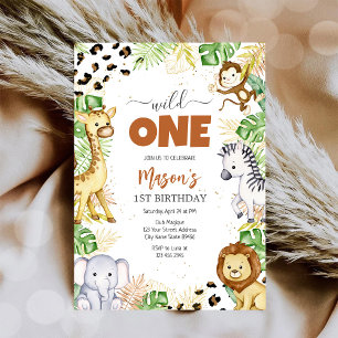 Wild One Party Animals Kids 1st Birthday Invitation