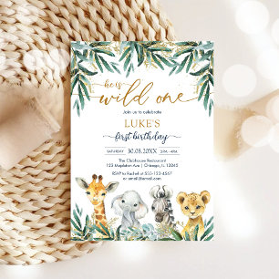 Wild One Party Animals Kids Birthday Invitation