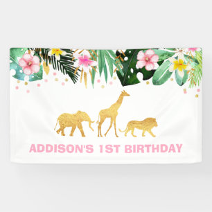 Wild One Party Banner Jungle Animals Party