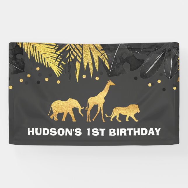 Wild One Party Banner Jungle Animals Party (Horizontal)