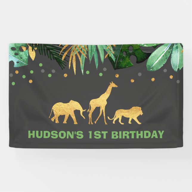 Wild One Party Banner Jungle Animals Party (Horizontal)
