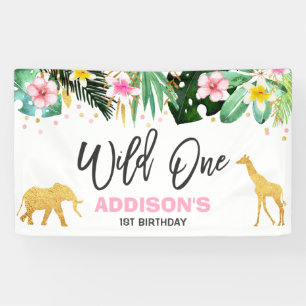 Wild One Party Banner Jungle Animals Party