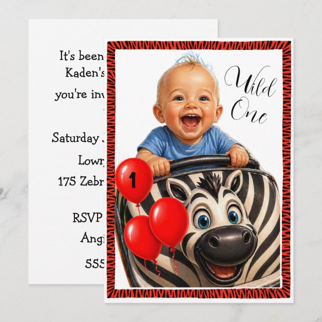 Wild One Party Digital Download Invitation (Front/Back)