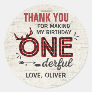 Wild One Party Favor Tag Lumberjack Sticker Seal