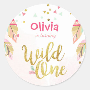 Wild one Party Favour Tags Envelope Sticker Gold