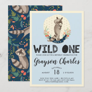 Wild One Party Invitation   Little Racoon