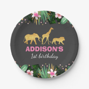 Wild One Party Paper Plate Jungle Animals Party