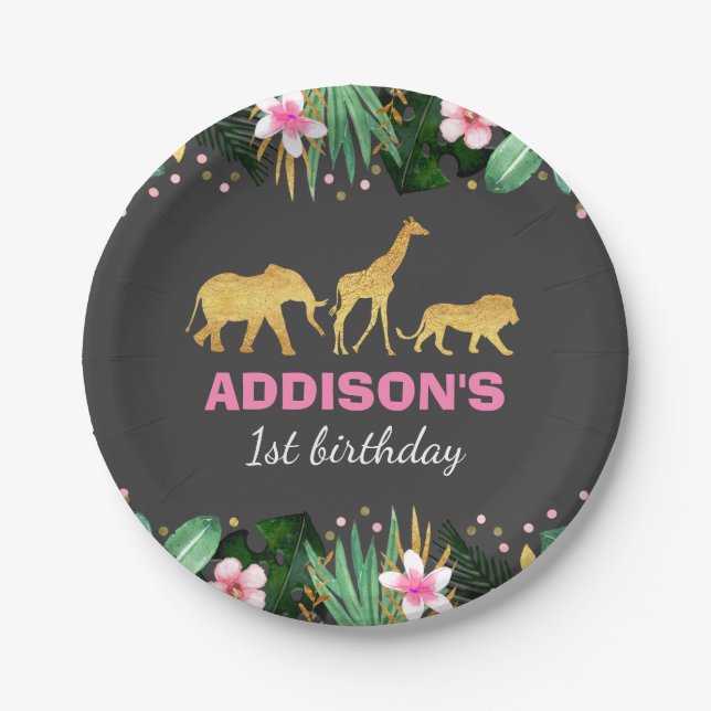 Wild One Party Paper Plate Jungle Animals Party (Front)