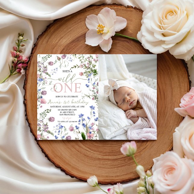 Wild One Photo 1st Birthday Invitation (Creator Uploaded)
