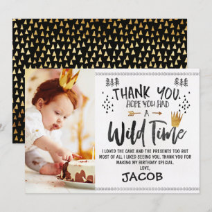 Wild One Photo 1st Birthday Thank You Card