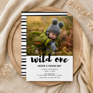 Wild One Photo Baby's First Birthday Party Invitation