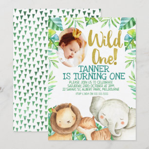 Wild One Photo Birthday Invitation Safari