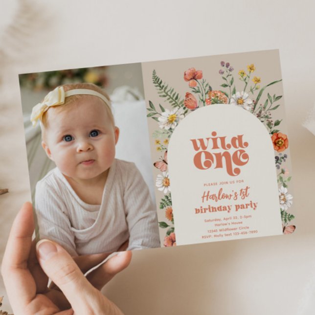 Wild One Photo Birthday Invitation | Wildflowers (Creator Uploaded)