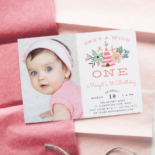 Wild One   Photo First Birthday Party Invite