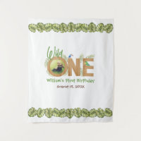 Wild One Photo Jungle Leaves 1st Birthday Backdrop