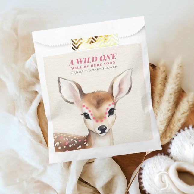 Wild One Pink Spotted Fawn Deer Baby Shower Favour Bags (Creator Uploaded)
