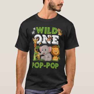 Wild One Pop Pop Zoo Birthday Safari Jungle Animal T-Shirt