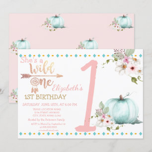 Wild One,Pumpkin, Boho Birthday  Invitation