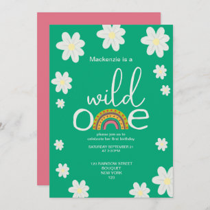 Wild One Rainbow Birthday Party Personalized Invitation