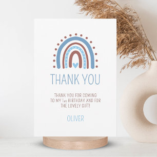 Wild ONE Rainbow Blue Boy Birthday Thank You Card