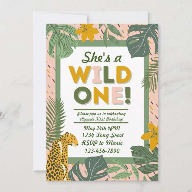 Wild One Rainforest First Birthday Invitation (Front)