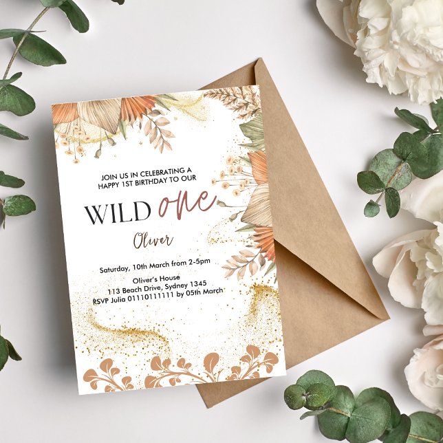 Wild One retro boho theme First Birthday Invitation (Creator Uploaded)