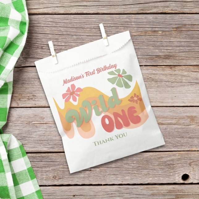 Wild One Retro Rainbow Daisy Birthday Thank You Favour Bags (Creator Uploaded)