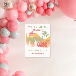Wild One Retro Rainbow Daisy Welcome Poster