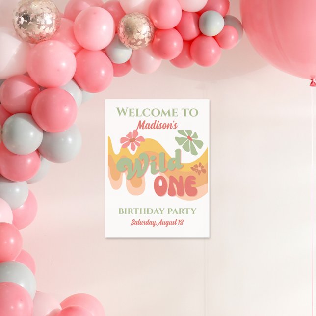 Wild One Retro Rainbow Daisy Welcome Poster (Creator Uploaded)