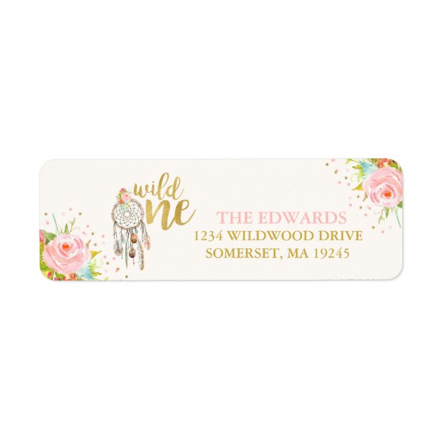 Wild One Return Address Labels Boho Wild One Party (Front)