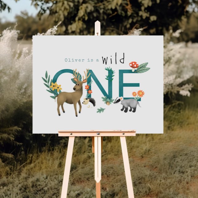 Wild One Rustic Woodland Animals 1st Birthday Sign (Creator Uploaded)