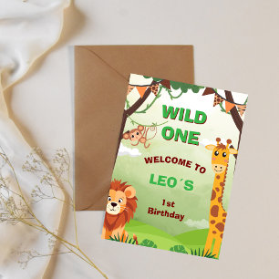 Wild One Safari 1st Birthday Invitation Jungle